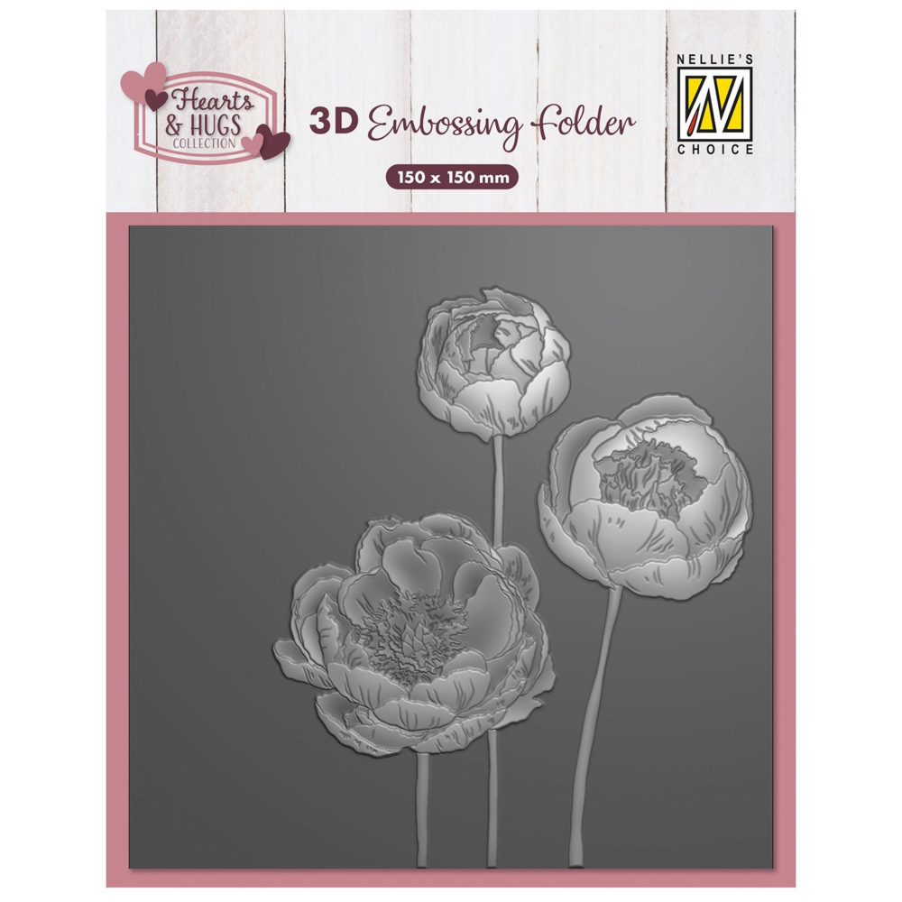3D Embossing Folder Flowers von Nellie Snellen mit Blumenstruktur, 15 x 15 cm