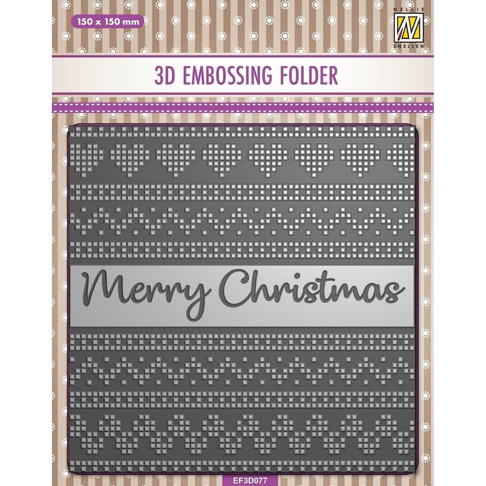 Nellie Snellen 3D Embossing Folder Merry Christmas 150x150mm