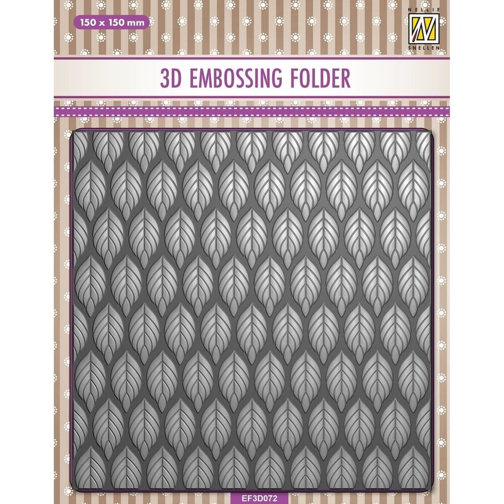 Nellie Snellen 3D Embossing Folder Background Leaves 150x150mm