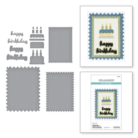 Pinking Birthday Rectangles Etched Dies