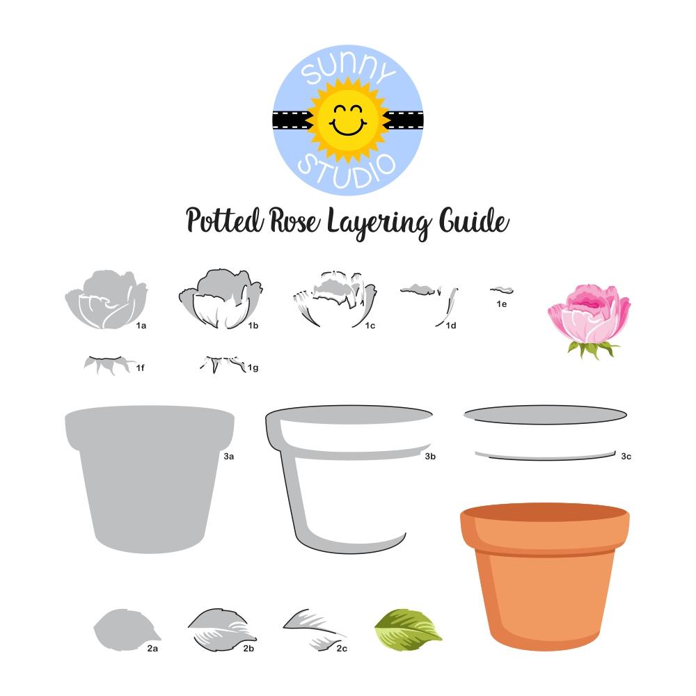 Sunny Studio - Potted Rose - Clear Stamps 4x6