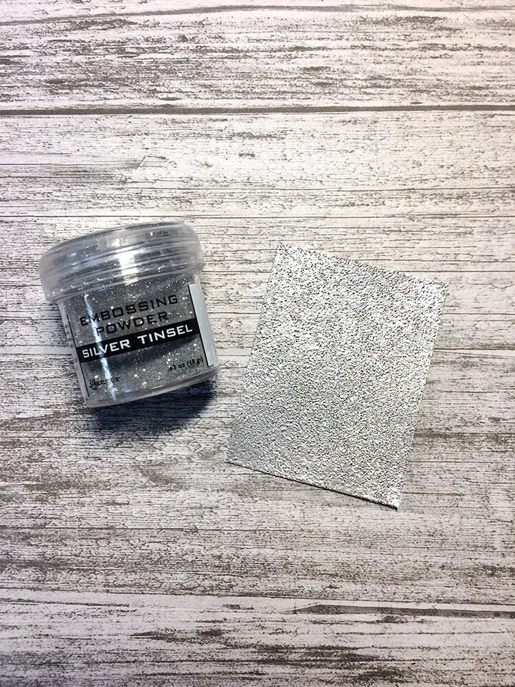 Beispielkarte mit Ranger Embossing Powder Silver Tinsel 28 g in Silber