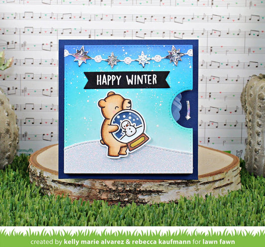 Lawn Fawn - Reveal wheel little snow globe: Bear add-on set - Stand alone Stanzschablonen