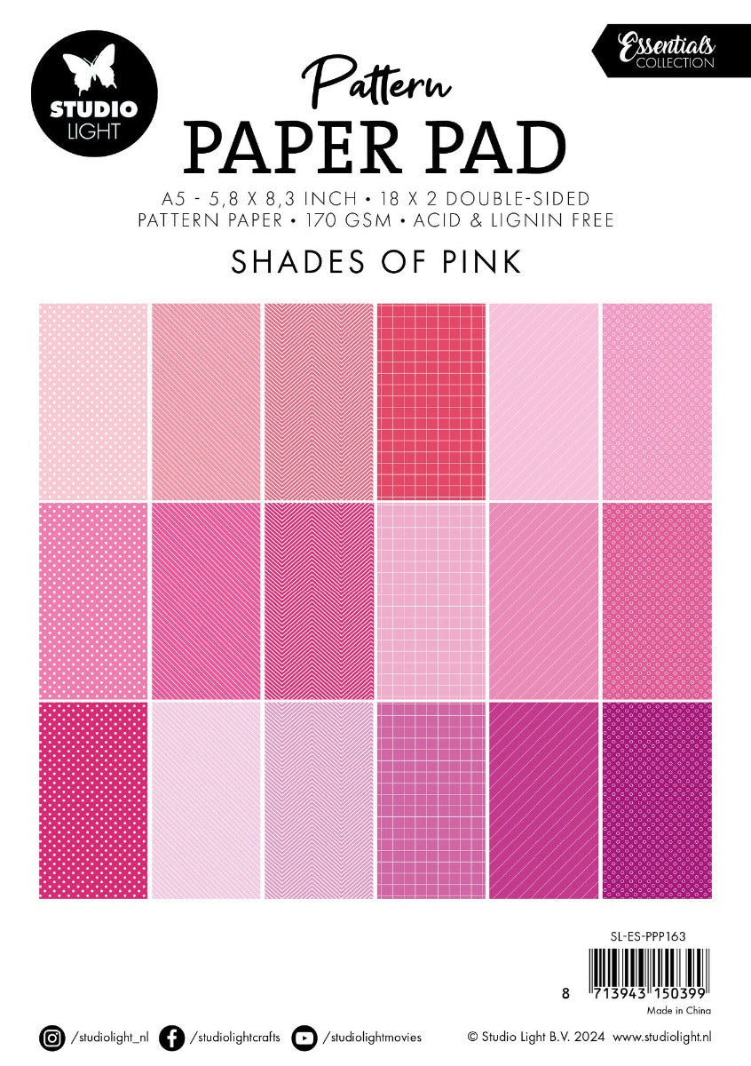Shades Of Pink Essentials A5 Pattern Paper Pad