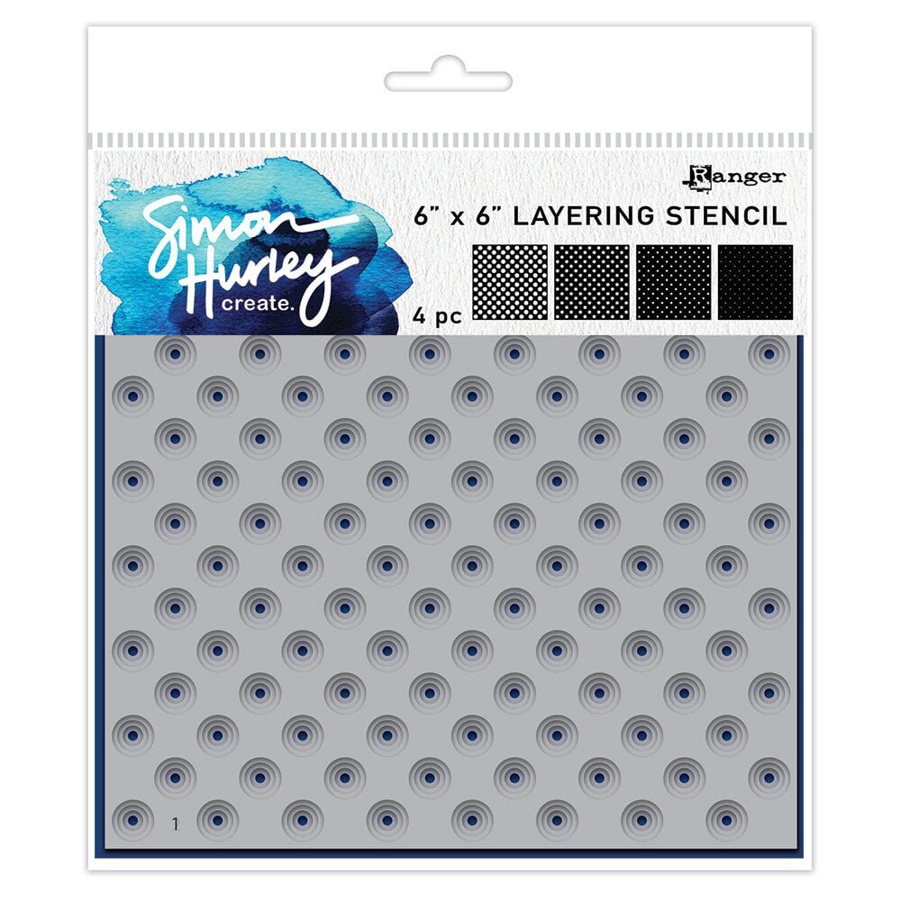 Simon Hurley create. Polka Dot Layerset mit 4 Schablonen 15x15cm