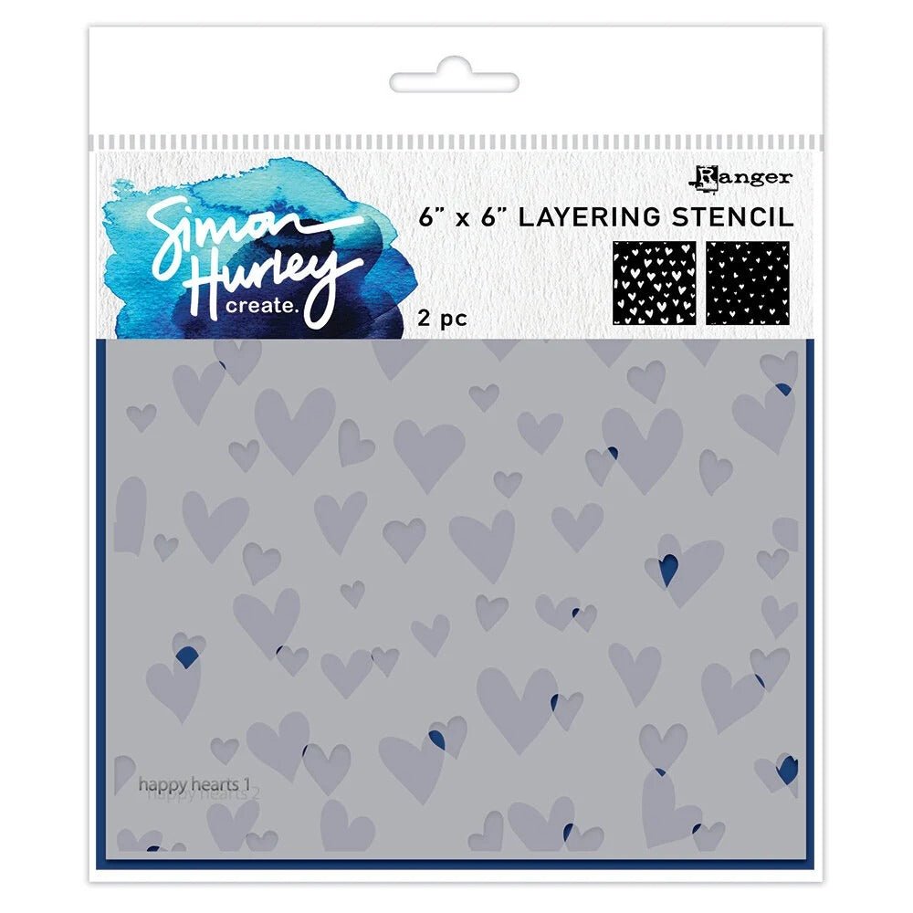 Simon Hurley create. Happy Hearts Layerset mit 2 Schablonen 15x15cm