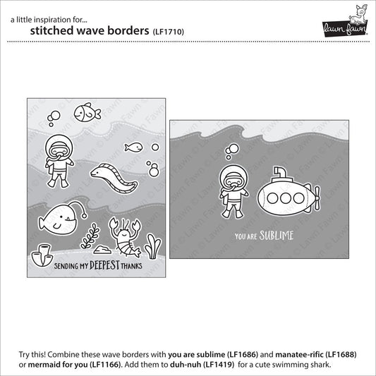 Lawn Fawn - Stitched Wave Borders - Stanzen
