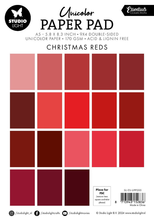 Studio Light Unicolor Paper Pad Shades Of Christmas Reds A5 148x210mm