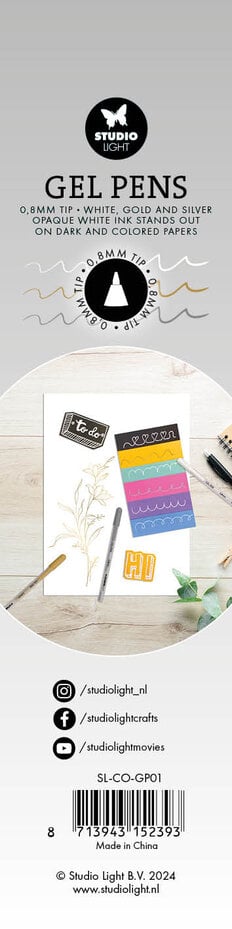 Studio Light Gel Pens Weiß Gold Silber 0.8 mm Spitze für dunkles Papier, SL-CO-GP01
