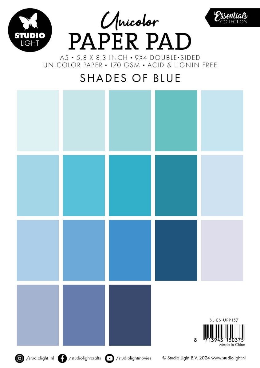 Studio Light · Unicolor Paper Pad Shades Of Blue A5 148x210mm