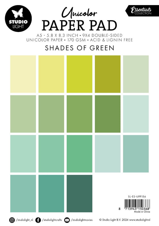 Studio Light Shades Of Green Essentials A5 Unicolor Paper Pad