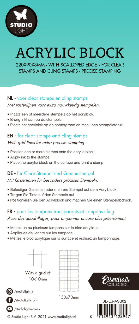 Studio Light - Acrylic Stamp Block 150x70mm