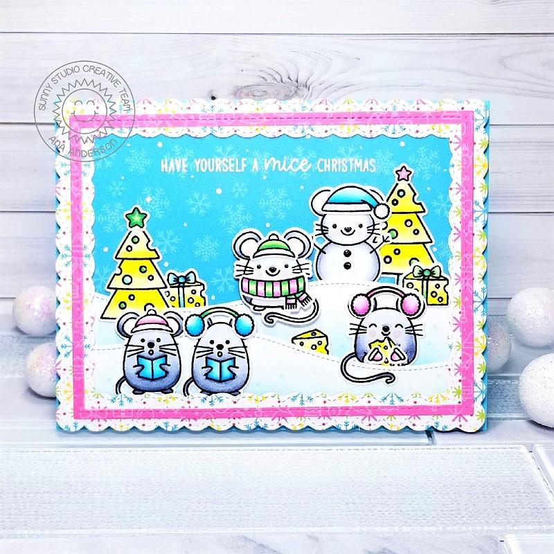 Sunny Studio - Merry Mice - Clear Stamps 4x6