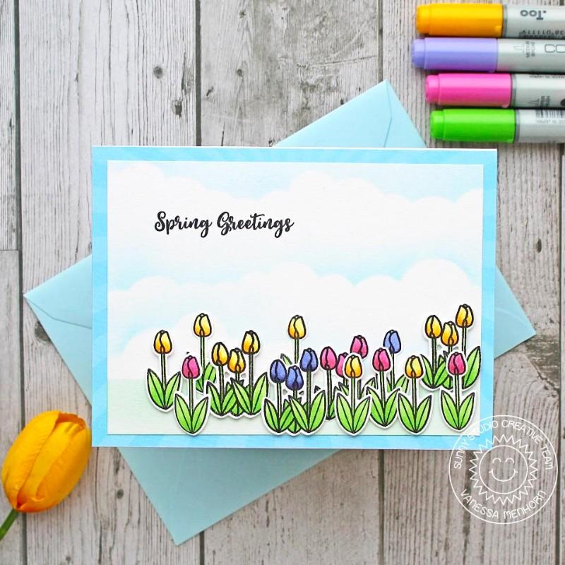 Sunny Studio - Spring Greetings - Clear Stamp Set 2x3
