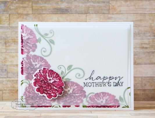 Taylored Expressions Cling Stamps 5x8" - Simply Stamped-Zinnias