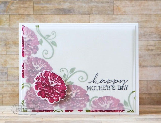 Taylored Expressions Cling Stamps 5x8" - Simply Stamped-Zinnias