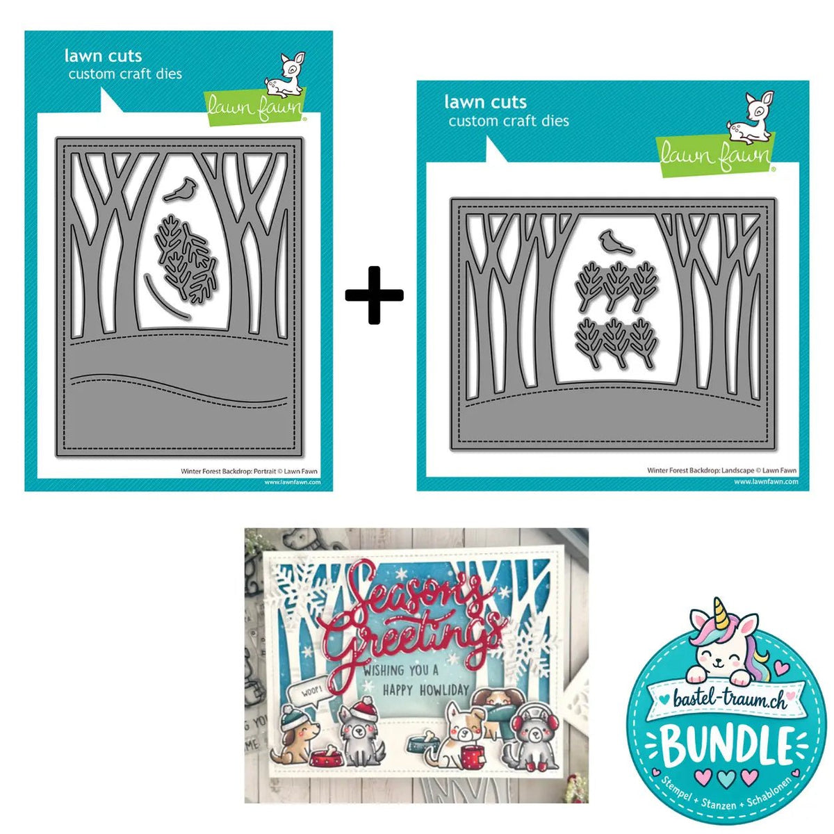 Lawn Fawn Winter Forest Backdrop Bundle Portrait + Landscape