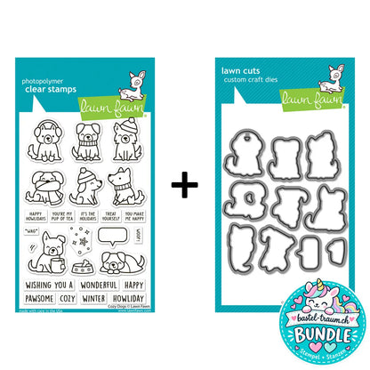 Lawn Fawn Cozy Dogs Stempel + Stanze