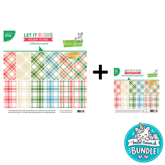 Lawn Fawn Let It Shine Holiday Plaids Bundle 6x6 + 12x12