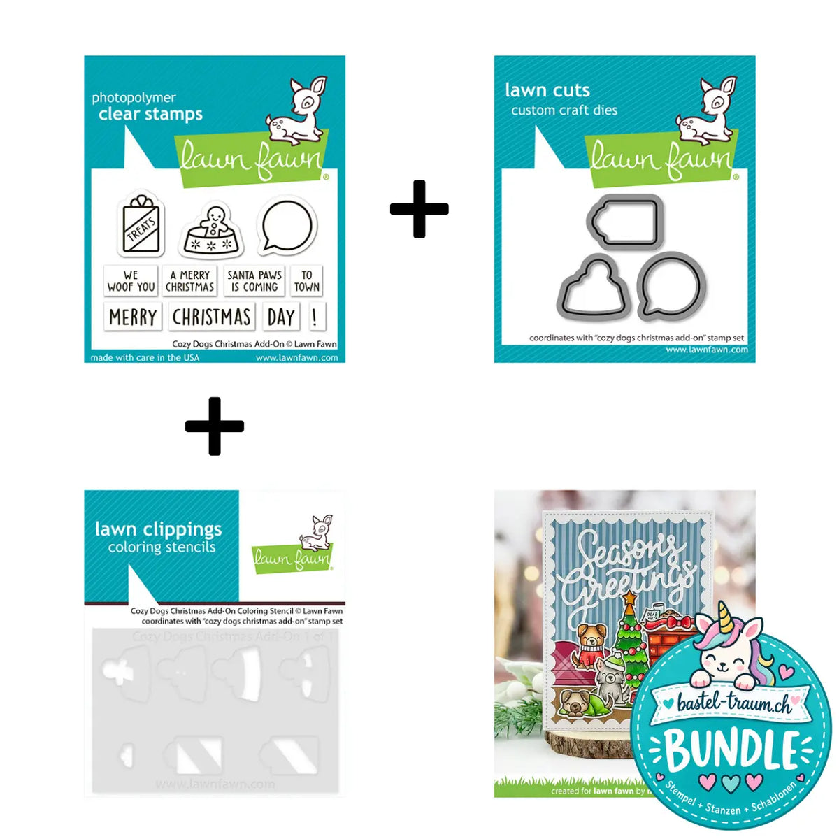 Cozy Dogs Christmas Add-On Stempel + Stanze + Coloring Stencils