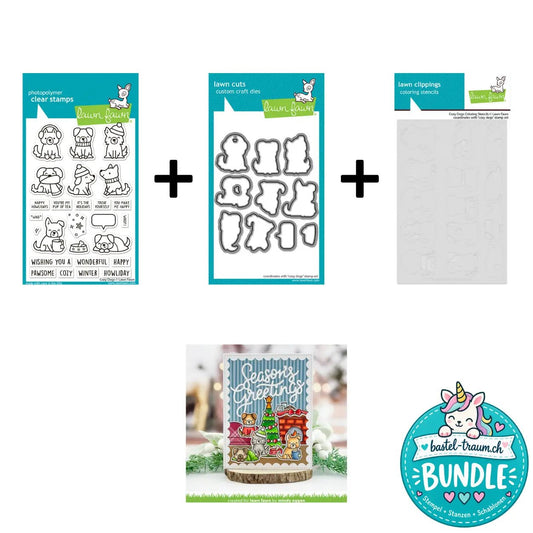 Lawn Fawn Cozy Dogs Stempel + Stanze + Coloring Stencils