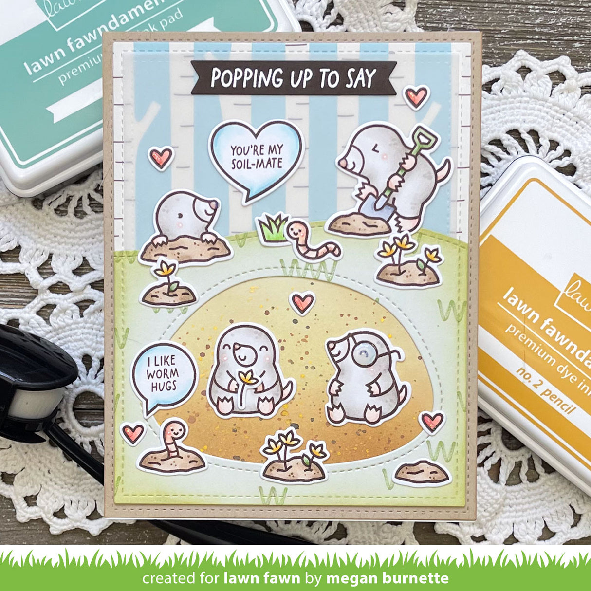 Lawn Fawn A mole lot of love Clear Stamp Set 4x6 Maulwurf & Herzen