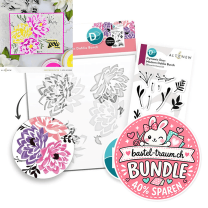 Altenew Dynamic Duo: Modern Dahlia Stencil Schablone 15x15cm und clear Stamp 3x4 Modern Dahlia Bunch