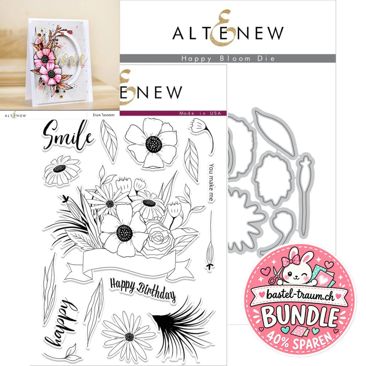 Altenew Happy Bloom Clear Stamps + Stanzen