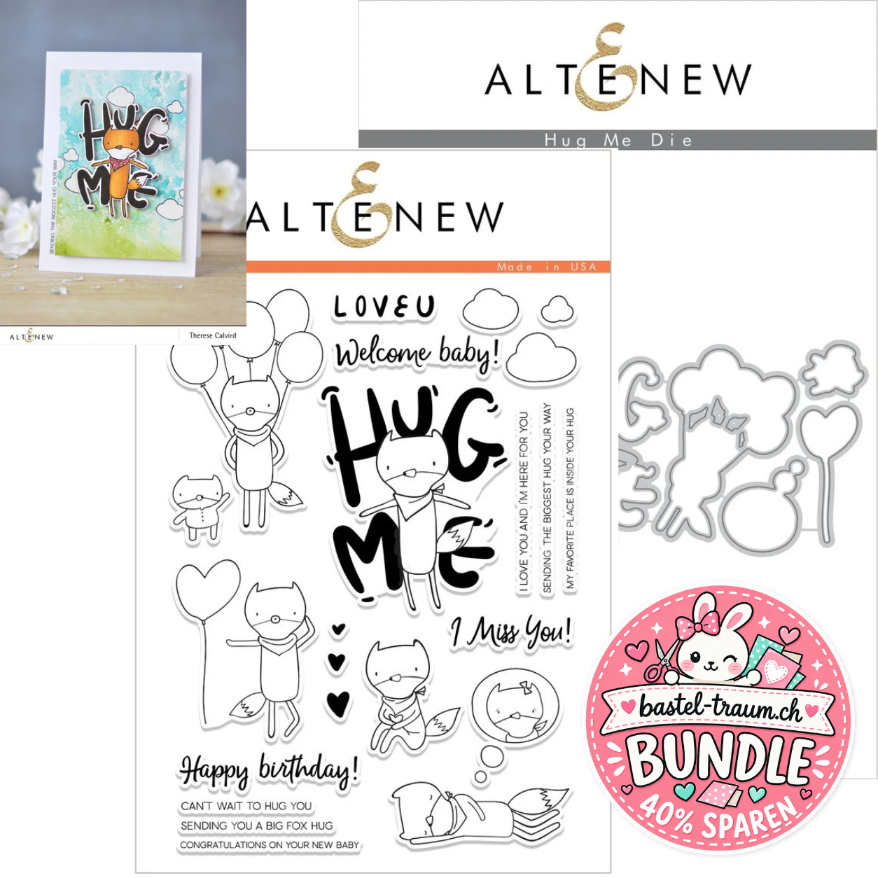 Altenew Hug Me Clear Stamps + Stanzen