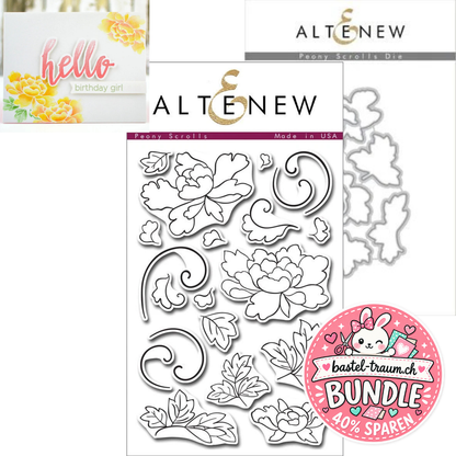 Altenew Peony Scrolls Clear Stamps + Stanzen