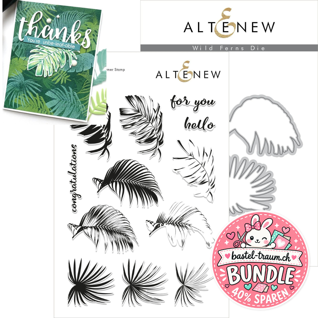 Altenew Wild Ferns Clear Stamps + Stanzen