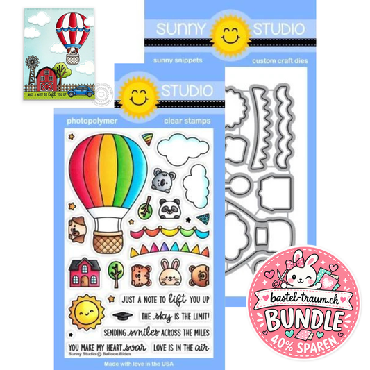 Sunny Studio Balloon Rides Clear Stamps + Stanzen