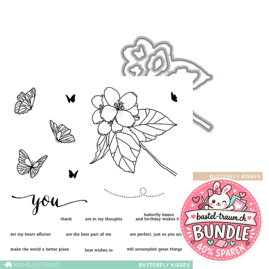 Mama Elephant Butterfly Kisses Clear Stamps 4x6 + Stanzen