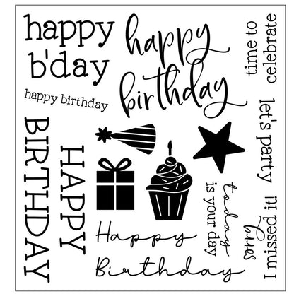 Sizzix Clear Stamps Birthday Sentiments Catherine Pooler