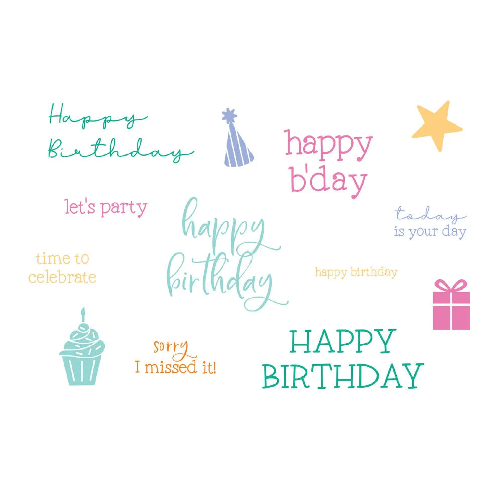 Sizzix Clear Stamps Birthday Sentiments Catherine Pooler