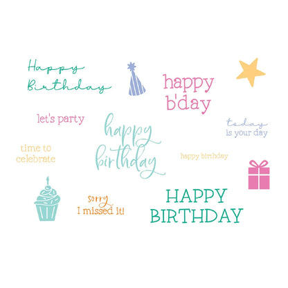 Sizzix Clear Stamps Birthday Sentiments Catherine Pooler