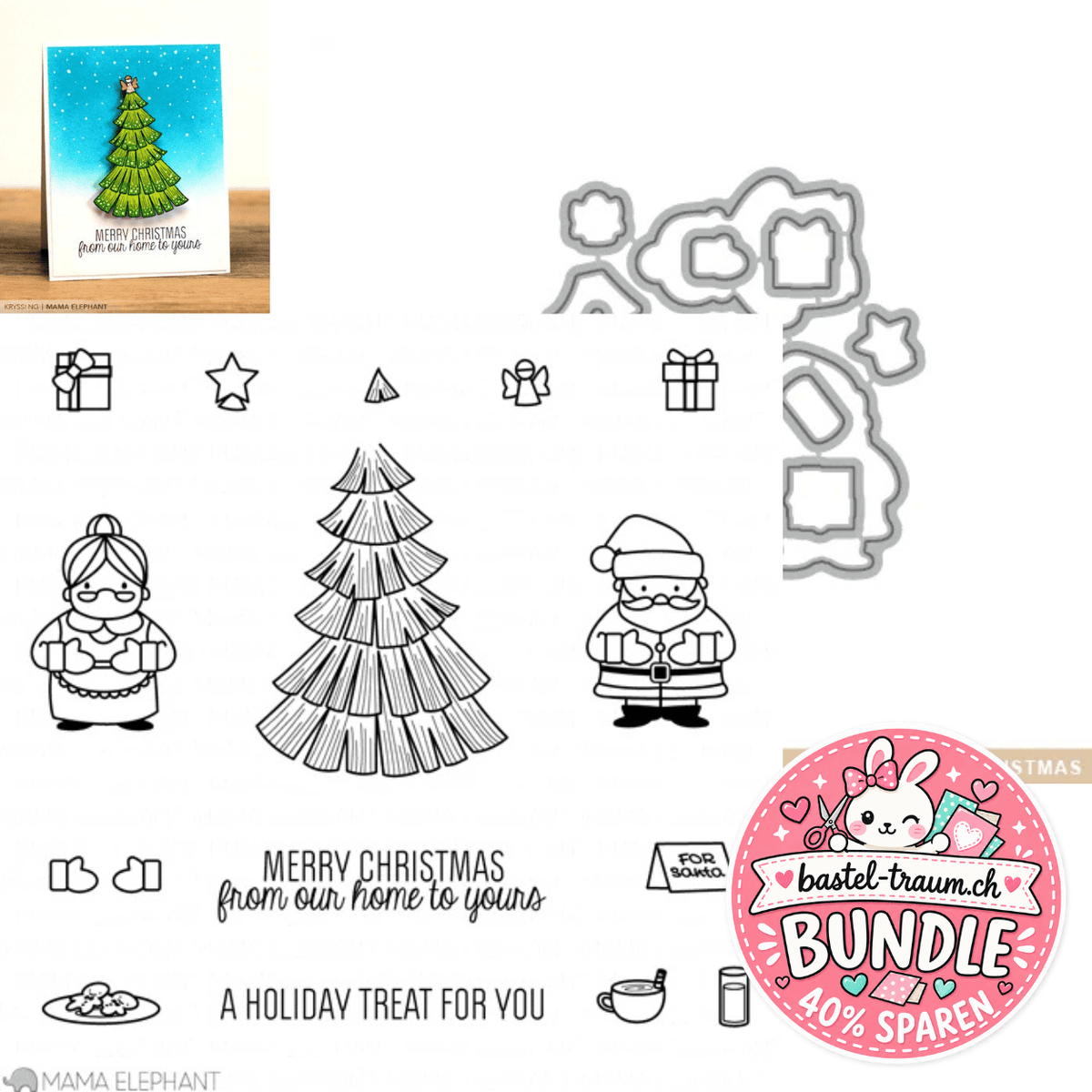 Mama Elephant Cozy Christmas Clear Stamps 4x6 + Creative Cuts Stanzen
