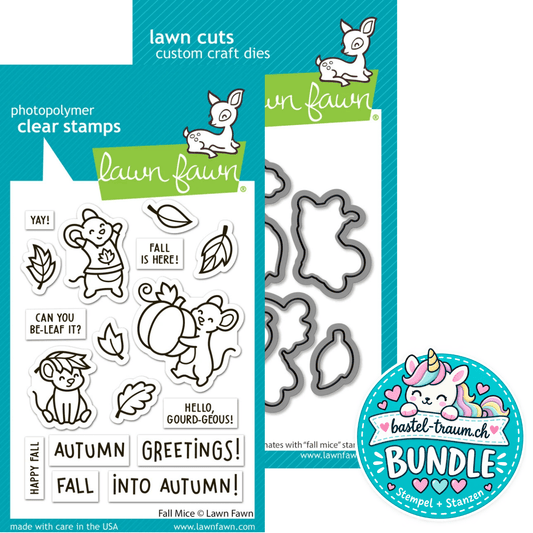 Lawn Fawn Fall Mice Clear Stamp Set + Lawn Cuts