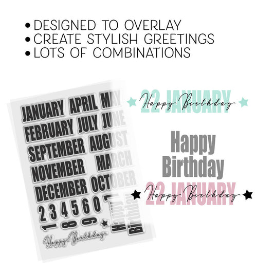 Happy Birthday Dates & Messages Layering Craft Stamps Polkadoodles