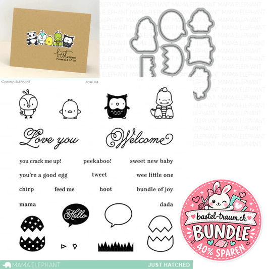 Mama Elephant Just Hatched Clear Stamps 4x6 + Creative Cuts Stanzen