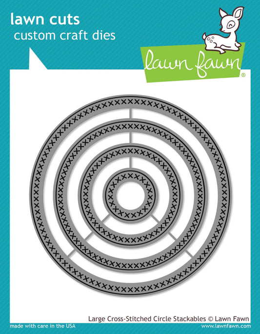 Lawn Fawn large cross-stitched circle stackables Stand Alone Stanzen
