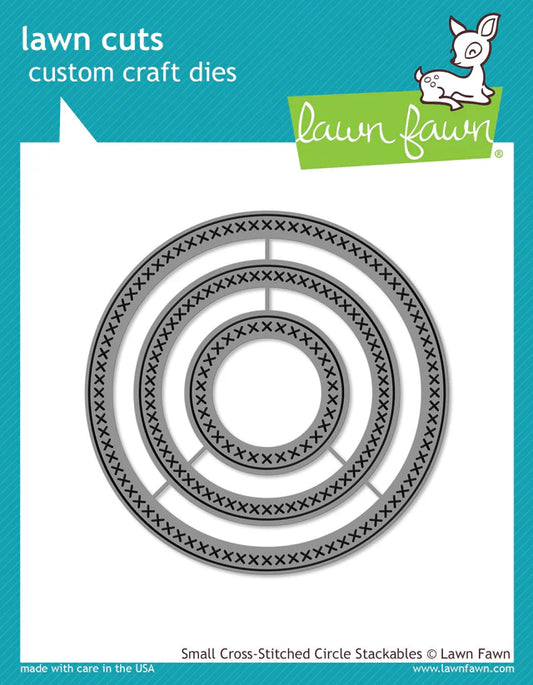 Lawn Fawn small cross-stitched circle stackables Stand Alone Stanzen