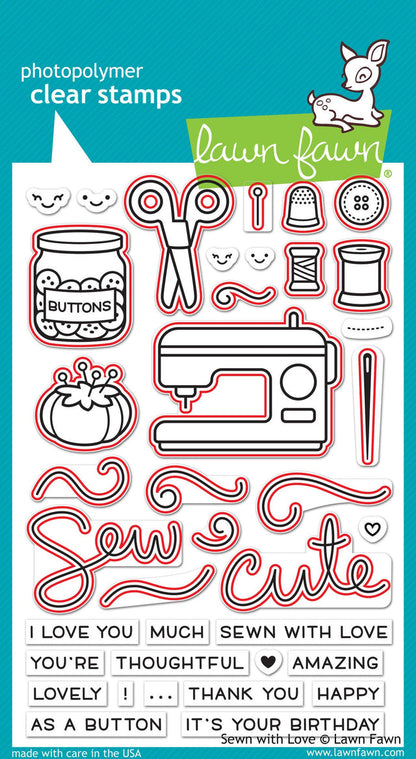 Lawn Fawn sewn with love lawn cuts Outline Stanzen