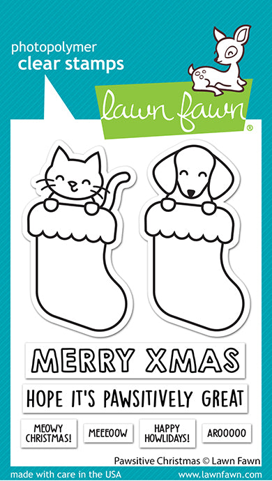 Lawn Fawn - Pawsitive Christmas - clear stamp set 3x4