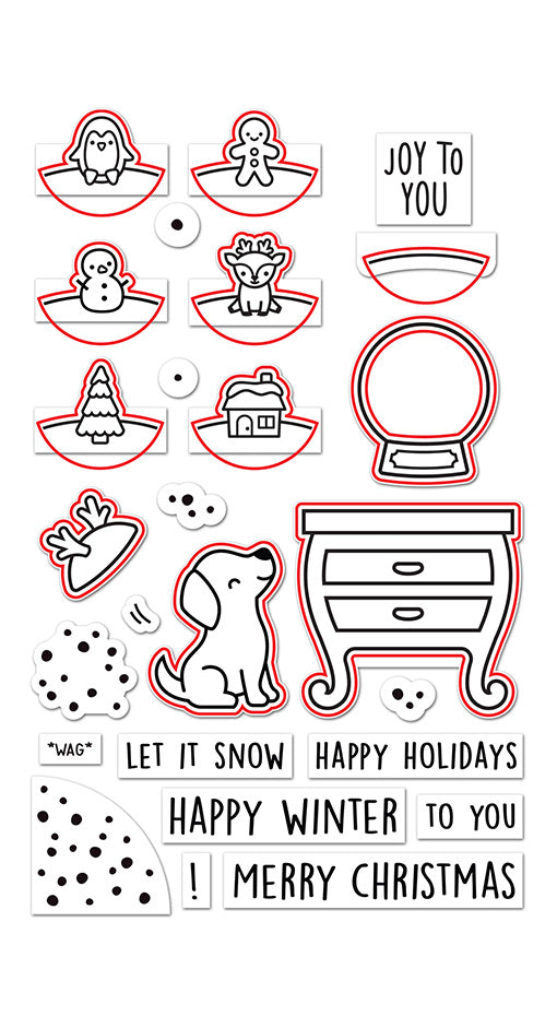 Lawn Fawn - Little snow globe: Dog - lawn cuts - Stanzschablonen