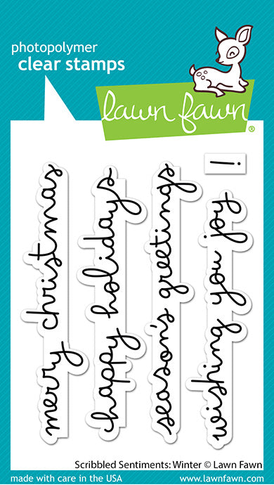 Lawn Fawn - Scribbled sentiments: Winter - clear stamp set 3x4 