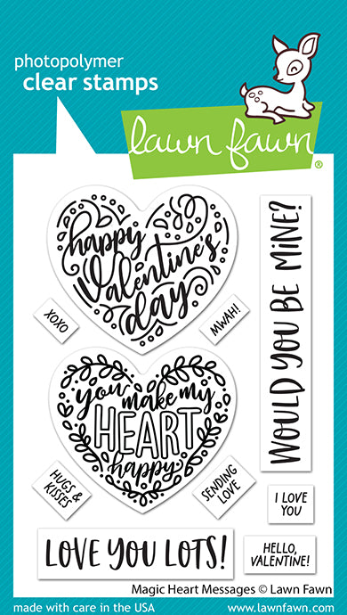 Lawn Fawn - Magic heart messages - clear stamp set 3x4