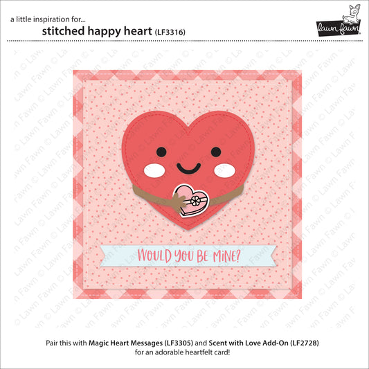 Lawn Fawn - Stitched happy heart - Stand Alone Stanzen