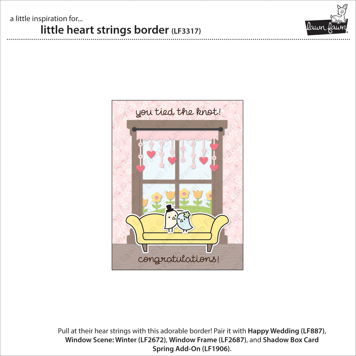 Lawn Fawn - Little heart strings border  - Stand Alone Stanzen
