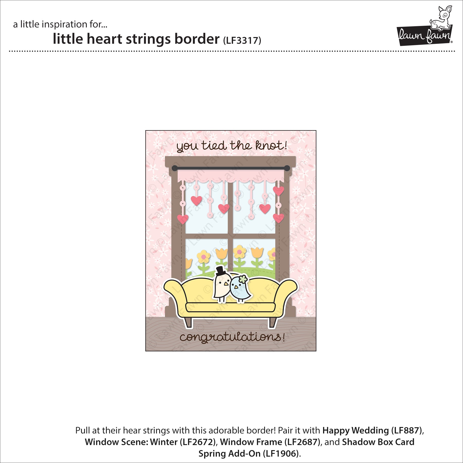 Lawn Fawn - Little heart strings border  - Stand Alone Stanzen